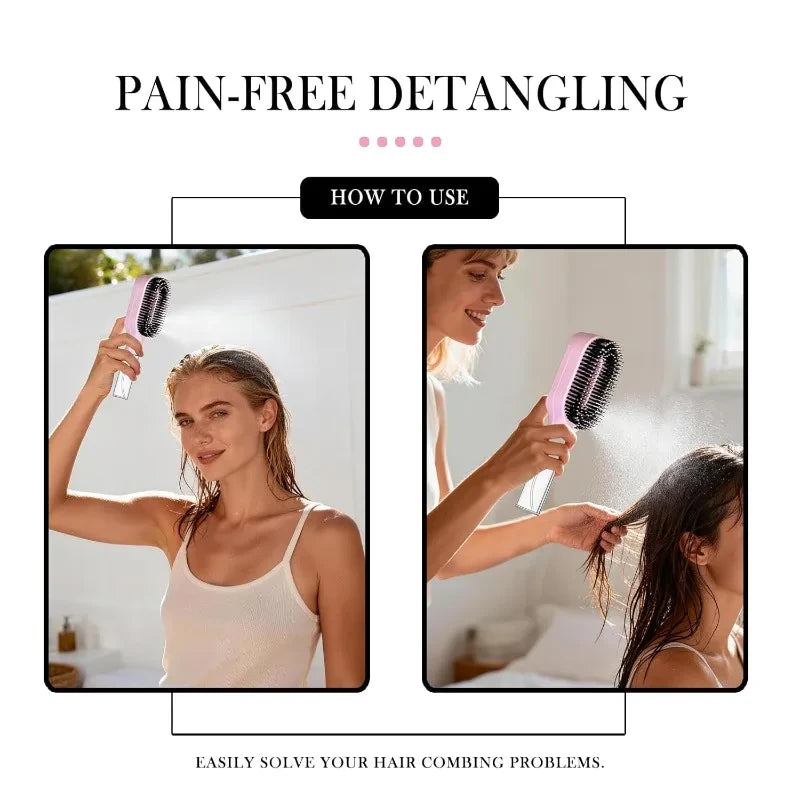 2-in-1 Spray Detangling Hair Brush