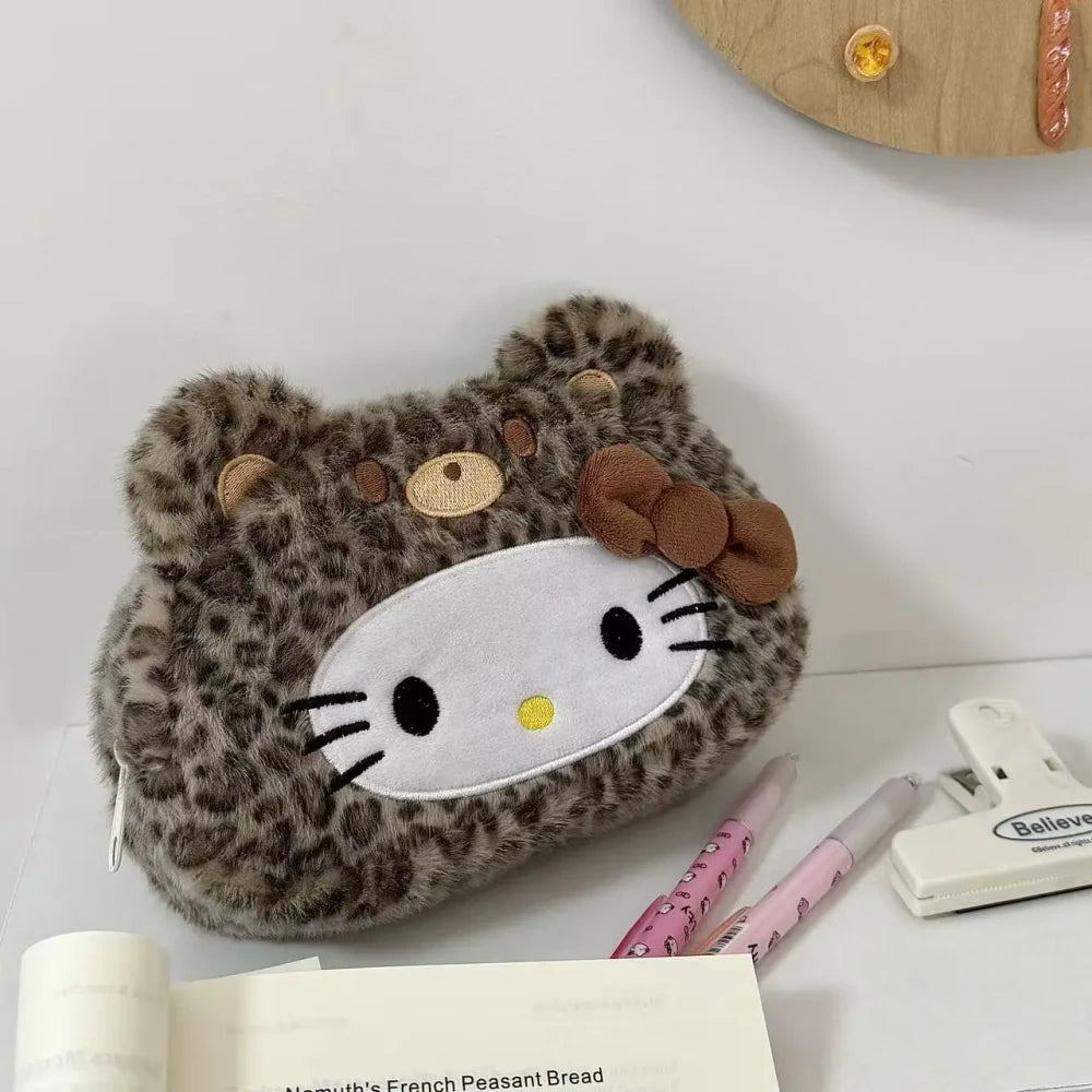 Plush Leopard Kitty Pencil Case