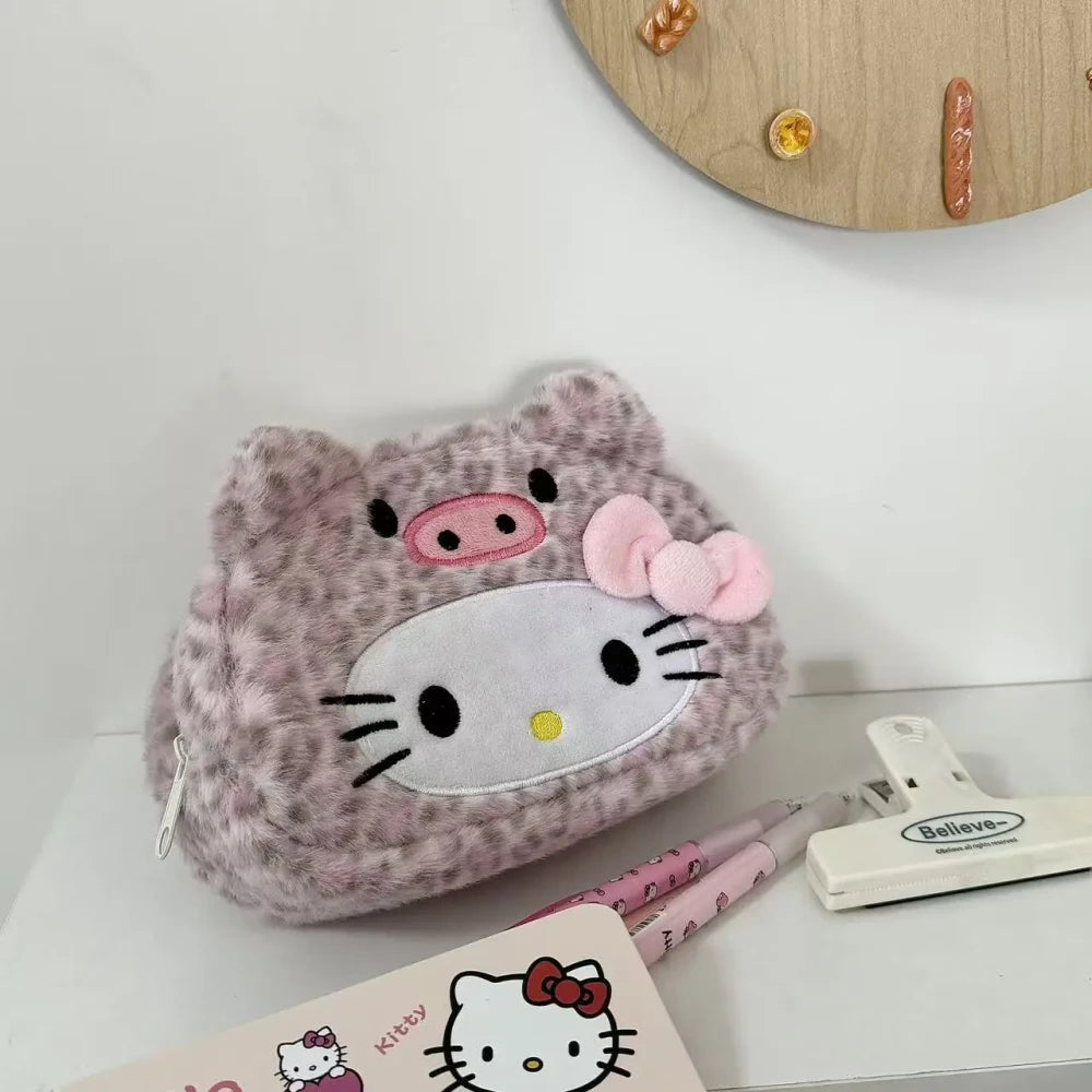 Plush Leopard Kitty Pencil Case