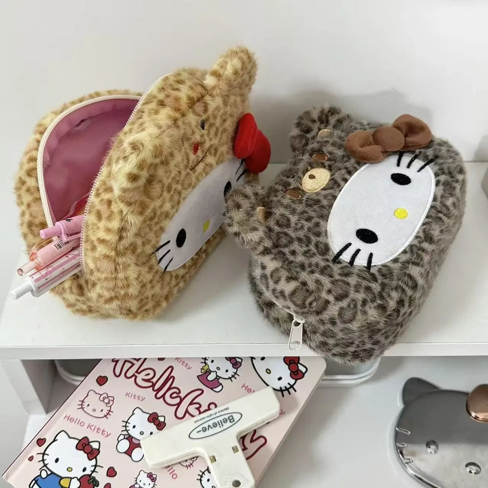 Plush Leopard Kitty Pencil Case