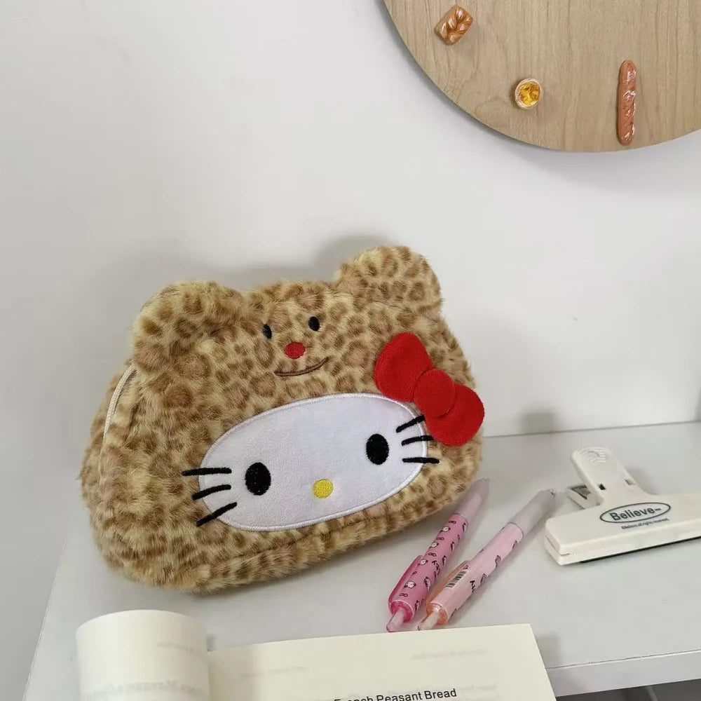 Plush Leopard Kitty Pencil Case