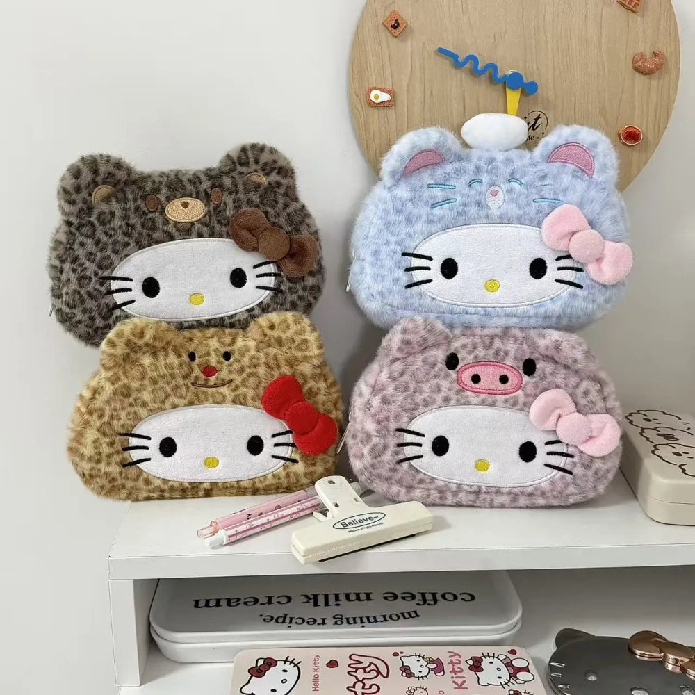 Plush Leopard Kitty Pencil Case