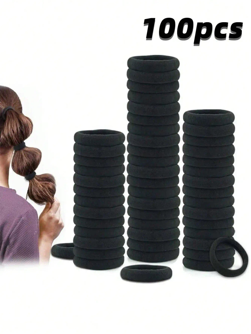 Minimalist Black Fabric Hair Ties