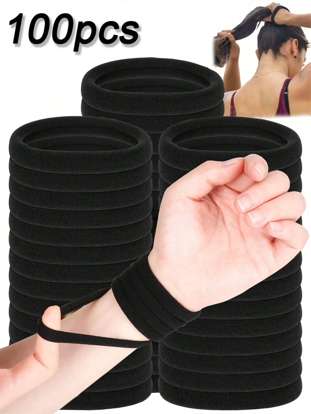 Minimalist Black Fabric Hair Ties