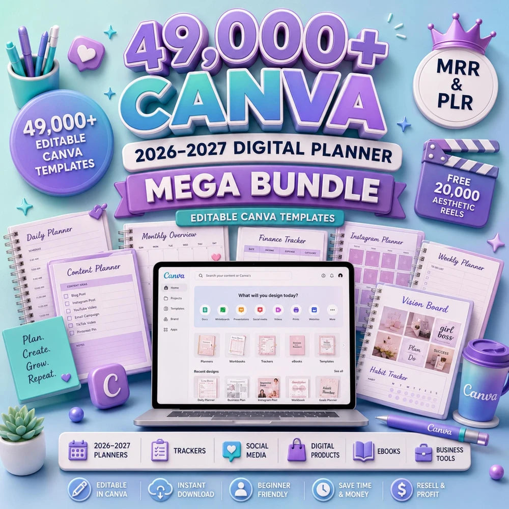 Digital Planner Bundle Canva Templates