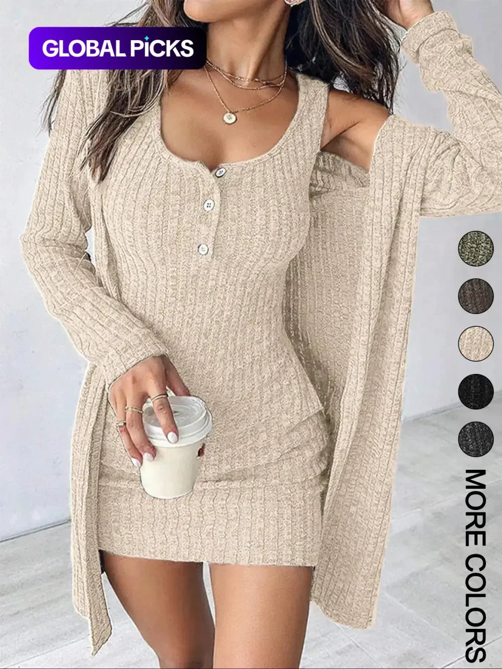 Striped Knit Dress Set