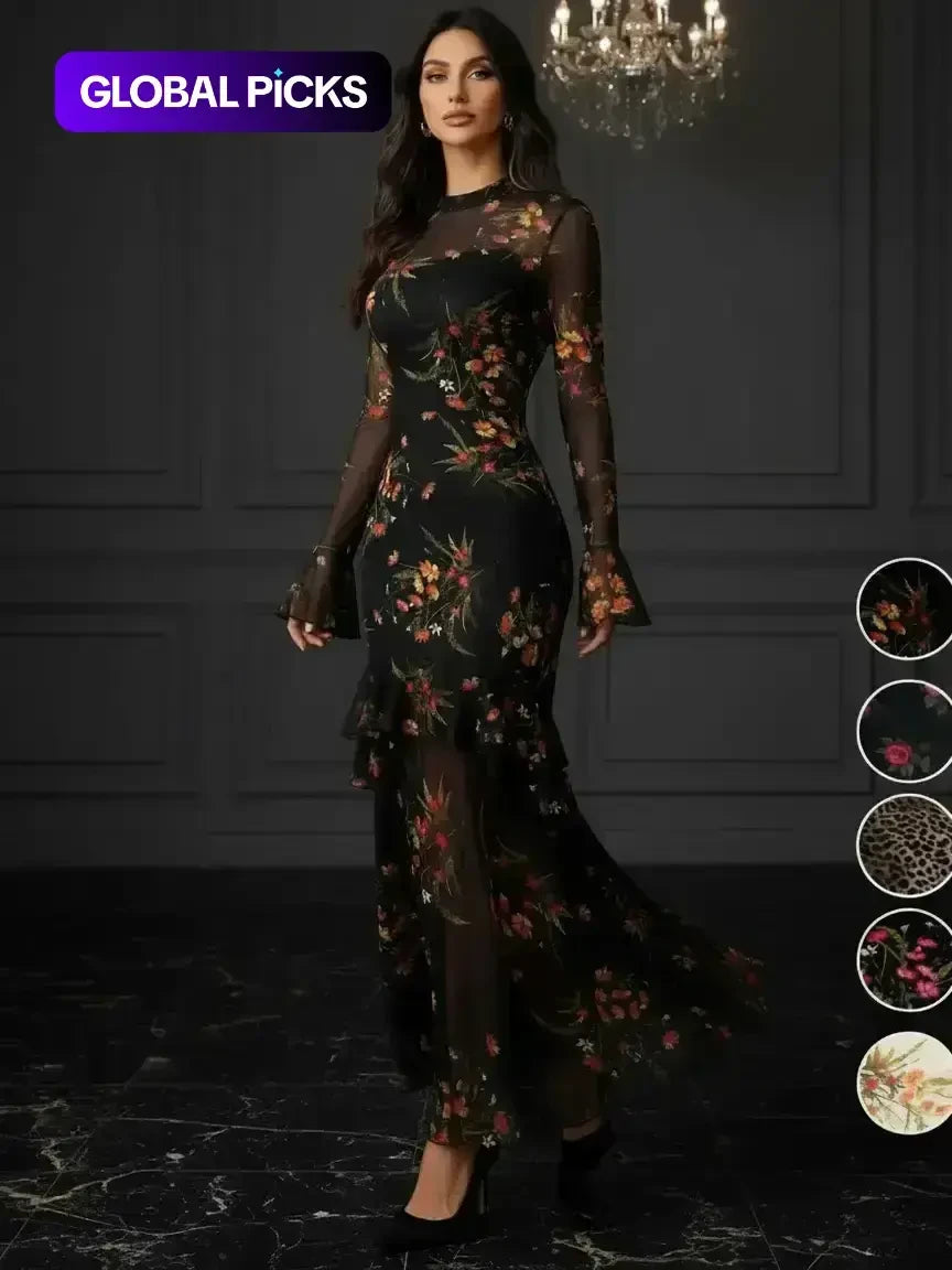 Vintage Floral Gothic Dress