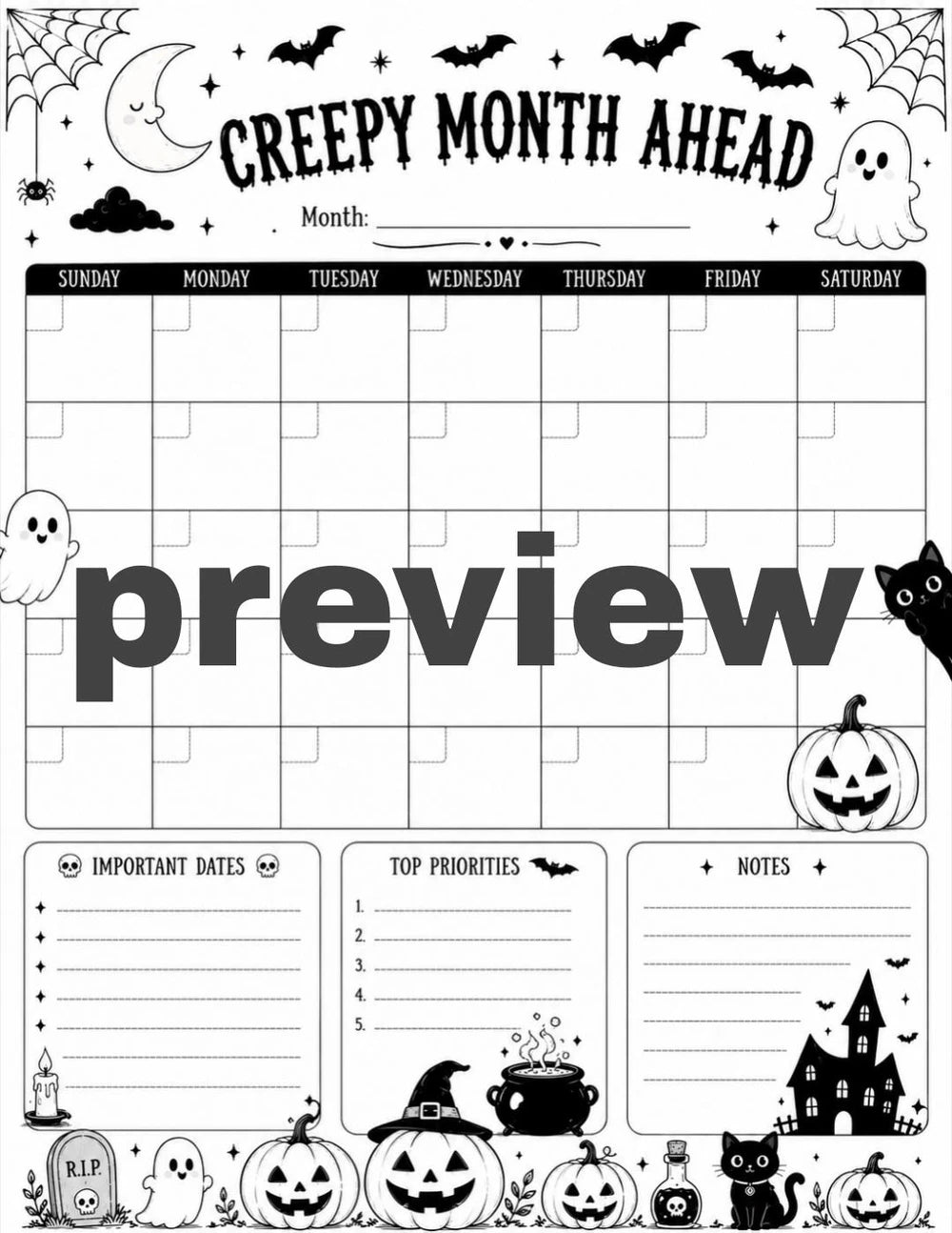 Spooky Printable Planner