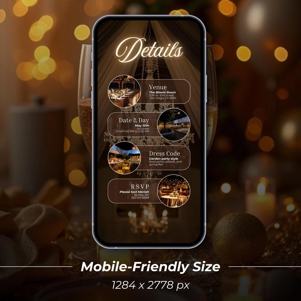 Luxury Gold Birthday Dinner Digital Invitation
