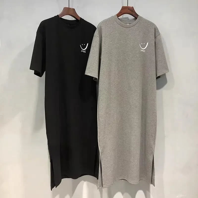Plus Size Casual Side Slit T-Shirt Dress