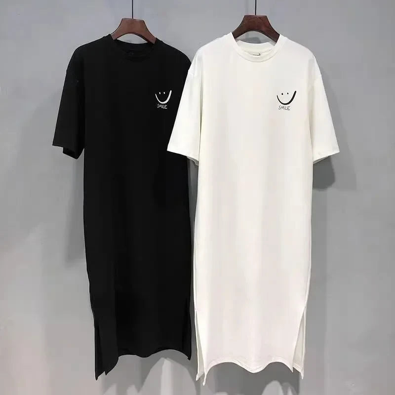 Plus Size Casual Side Slit T-Shirt Dress
