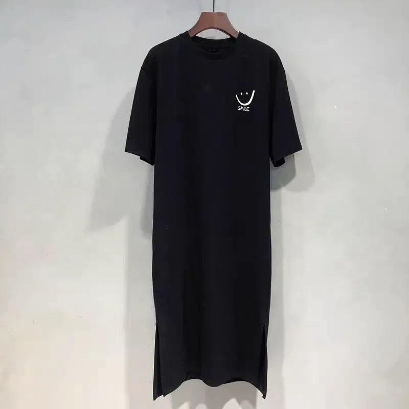 Plus Size Casual Side Slit T-Shirt Dress