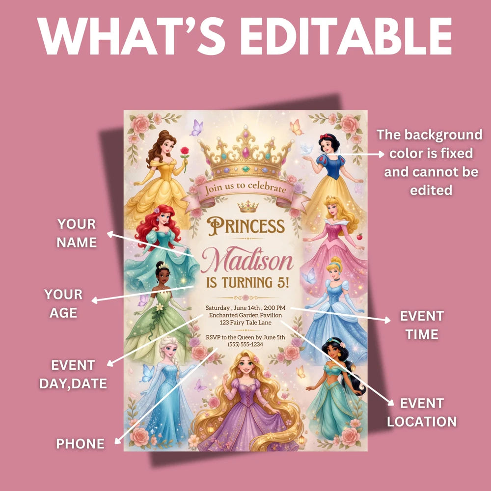 Princess Birthday Invitation Template