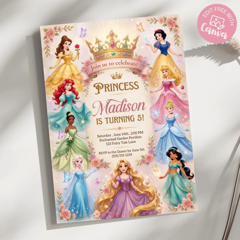 Princess Birthday Invitation Template