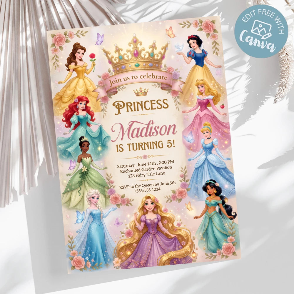 Princess Birthday Invitation Template