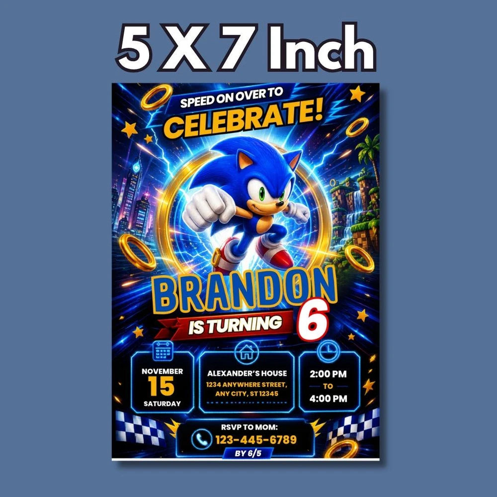 Sonic Birthday Invitation Template