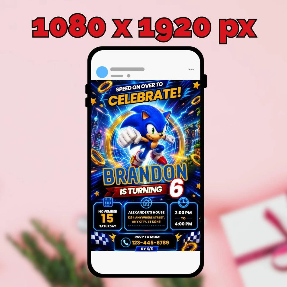 Sonic Birthday Invitation Template