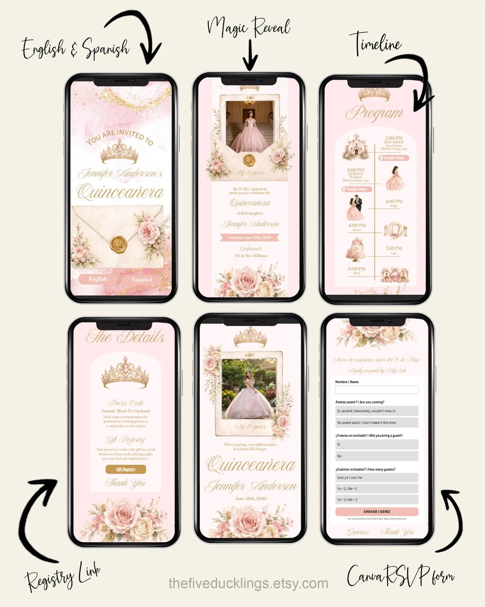 Bilingual Quinceañera Invitation Template