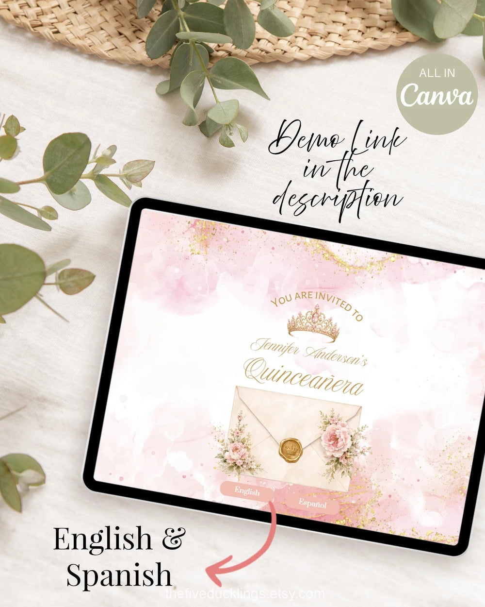 Bilingual Quinceañera Invitation Template