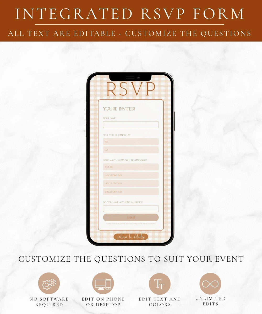 Gingham Fall Baby Shower Website Template