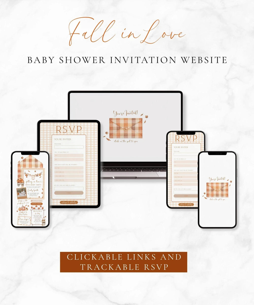 Gingham Fall Baby Shower Website Template