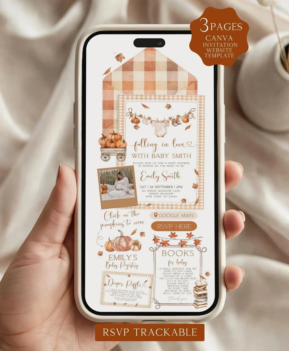 Gingham Fall Baby Shower Website Template