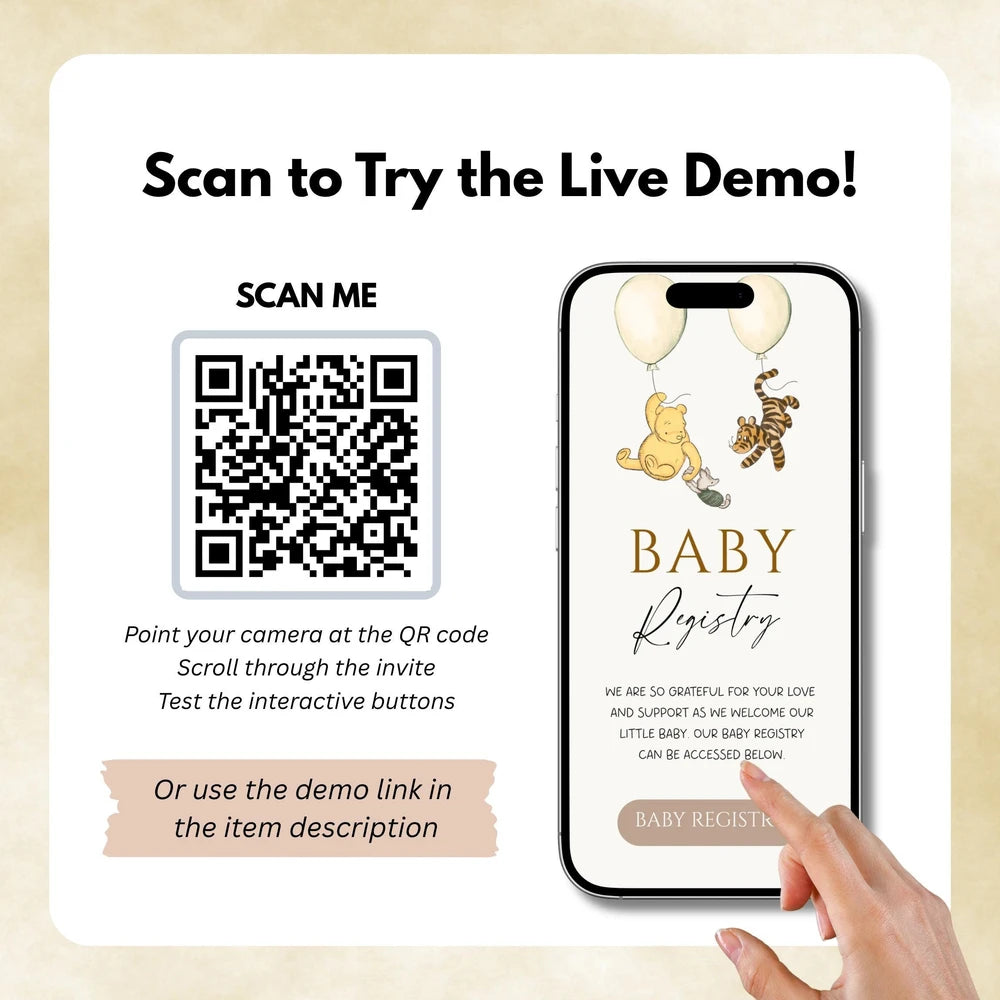 Winnie the Pooh Digital Baby Shower Invitation Template