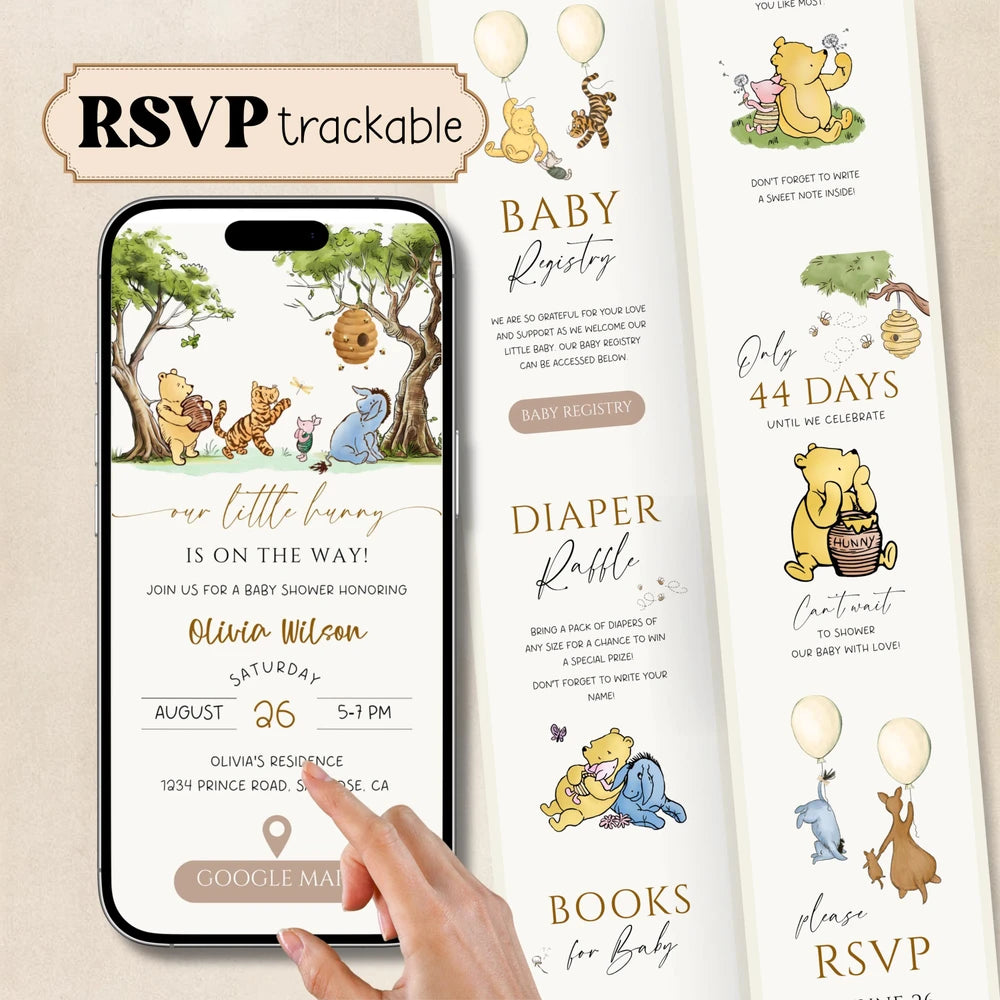 Winnie the Pooh Digital Baby Shower Invitation Template
