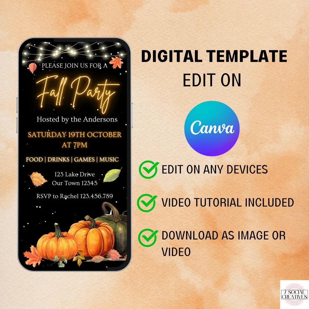 Animated Pumpkin Fall Harvest Party Invite