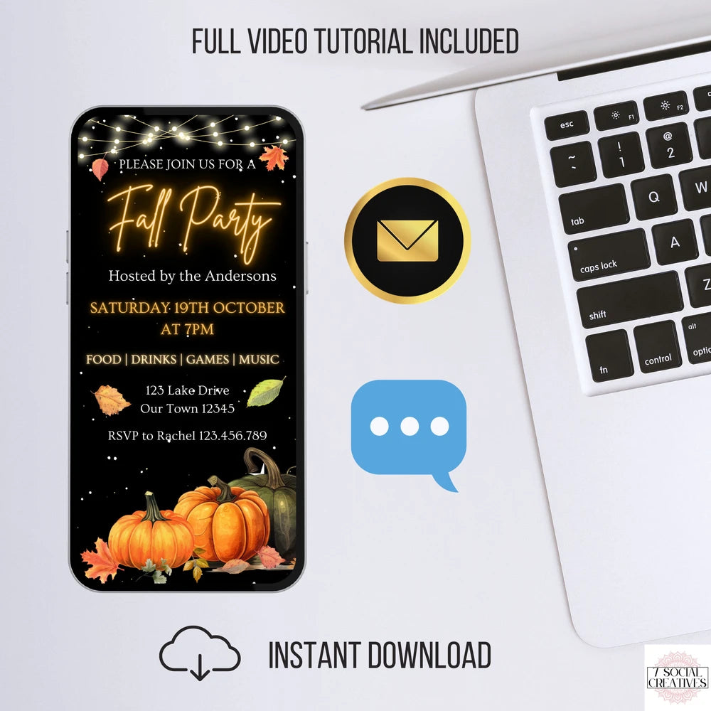 Animated Pumpkin Fall Harvest Party Invite