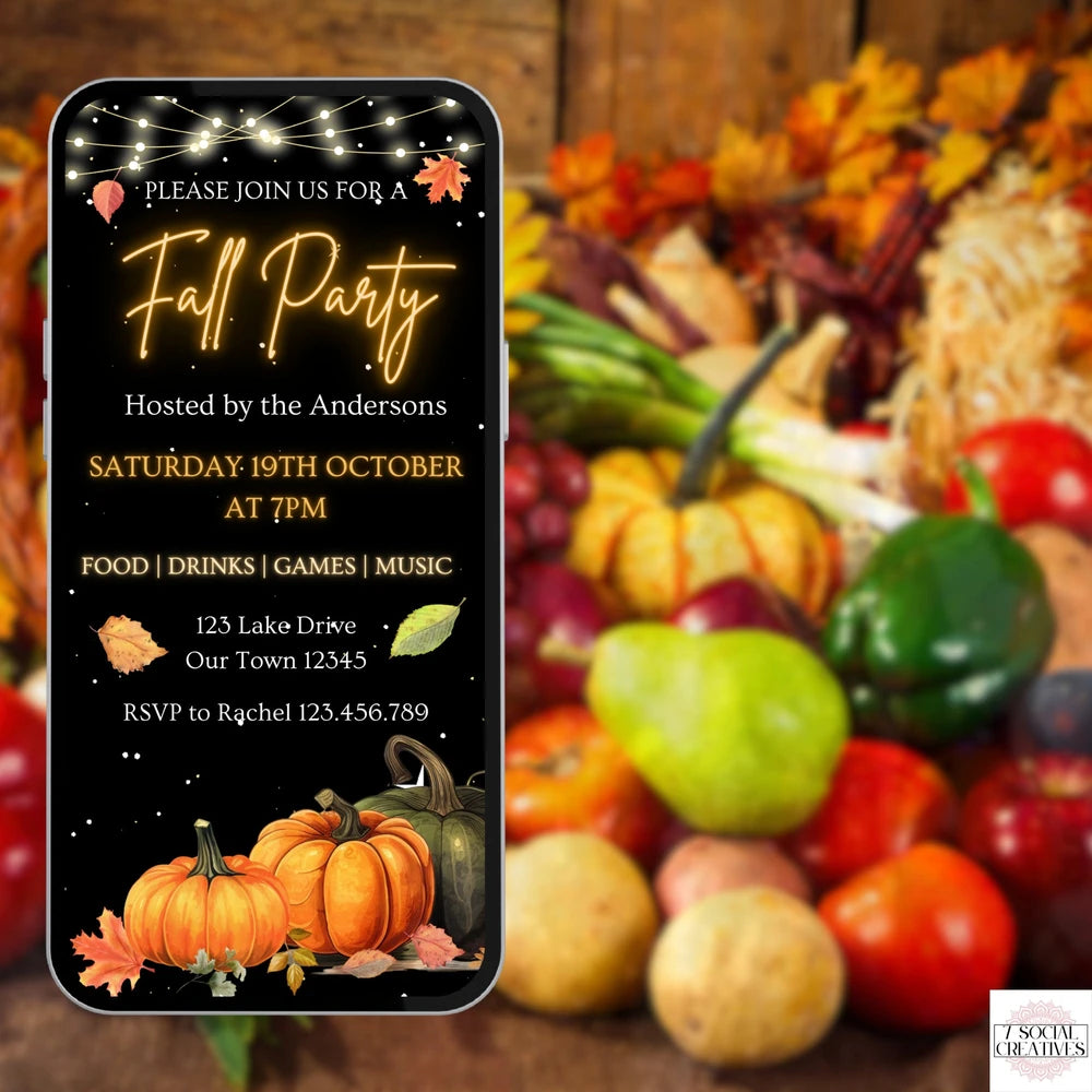 Animated Pumpkin Fall Harvest Party Invite