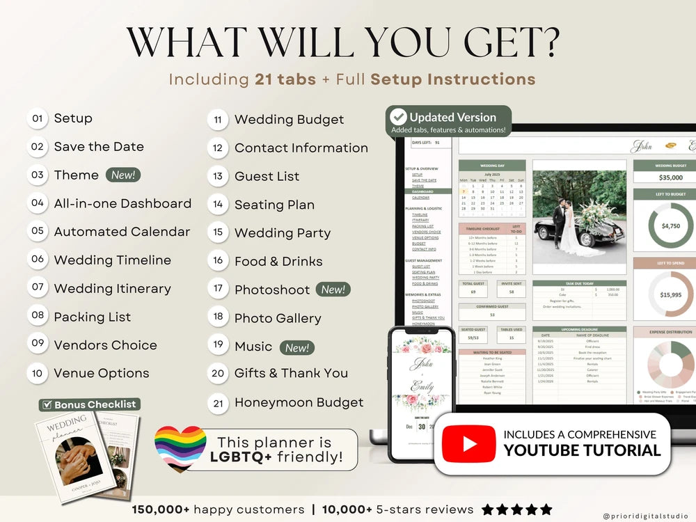 Digital Wedding Planner Spreadsheet