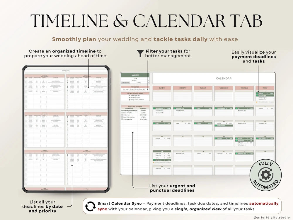 Digital Wedding Planner Spreadsheet