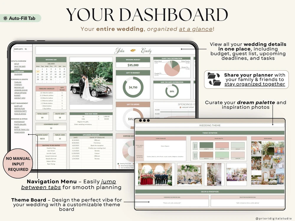 Digital Wedding Planner Spreadsheet