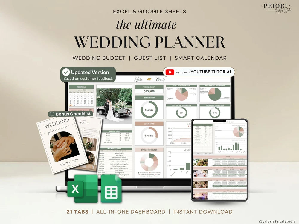 Digital Wedding Planner Spreadsheet