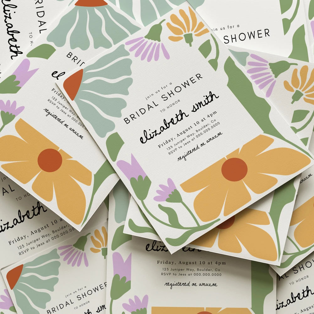 Abstract Floral Bridal Shower Invitation Template