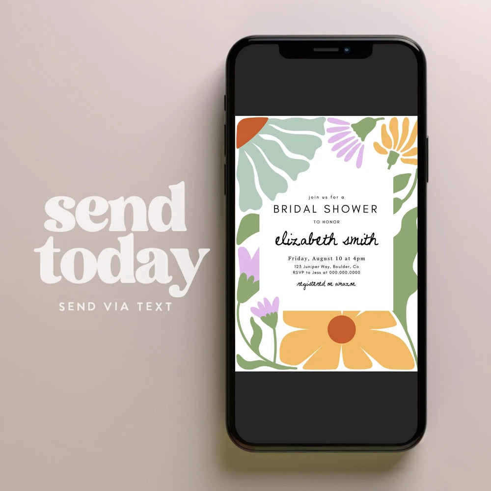 Abstract Floral Bridal Shower Invitation Template